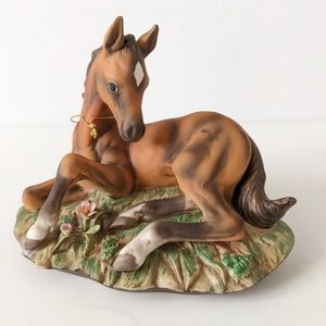 Vintage Hand Painted Bay Foal Horse Figurine 1981 Masterpiece Porcelain by Homco